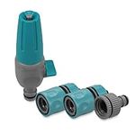 Navaris Garden Hose Pipe Connector - Set of 4 Garden Hose Connectors, Outside Tap Kit, Hose Pipe Attachment, Garden House Set, Hosepipe Nozzle