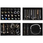 ProCase Stackable Jewelry Organizer Trays for Drawers, Jewelry Drawer Inserts Container Display Case Storage for Earring Necklace Rings Bracelet with Removable Dividers -Allback, 4 Layers