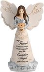 Pavilion - Treasured Friend - 5" Ebony African American Angel Figurine Floral Spring Home Decor Bestie BFF Best Friend Present