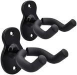 suzmei Guitar Hanger Guitar Wall Mount Holder Hook Stand, String Instruments Wall Hangers Stands Holders Hooks for Acoustic Electric Bass Classical Ukulele Guitars-Black(2PC)