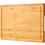 24x18" Extra Large Bamboo Cutting Boards for Kitchen, XXL Wood Charcuterie Boards Cheese Serving Tray with Side Handles and Juice Grooves, Solid Durable Reversible