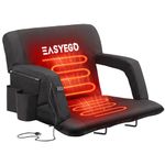 Easyego Heated Stadium Seat for Bleacher with Backrest and 25" Wide Cushion, 2 Heating Zones, 3 Heating Levels, 6 Adjustable Positions, Suitable for Outdoor Sports (Not Includes Powerbank)