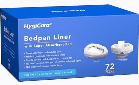 HygiCare Bedpan Liner with Super Absorbent Pad, 72 Count, Commode Waste Bag, Medical Grade Material, Leakproof, Reduce Odor, Fits All Bedpans & Bedside Commodes, Easy Tie