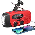 Solarbaby Wind up Solar Radio,Hand Crank Self Powered AM/FM Weather Radio with LED Flashlight,SOS Alarm,2000mAh Emergency Power Supply for Mobile Phone in Camping, Hiking,Red