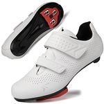 ULTIANT Mens Womens Cycling Shoes Compatible with Peloton Road Bike Riding Bicycle Pre-Installed Delta Cleats 12.5 Women/11 Men(White with Cleats)