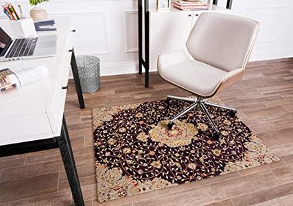 Anji Mountain Chair Mat Rug'd Collection, 1/4" Thick - for Low Pile Carpets & Hard Surfaces, Altamira AMB9012, Traditional Black Medallion