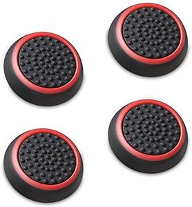 Fosmon (Set of 4) Analog Stick Joystick Controller Performance Thumb Grips Compatible with PS5, PS4, Xbox One, Xbox Series X/S Compatible with Nintendo Switch Pro (Black/Red)