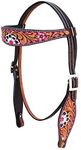 CHALLENGER Horse Western Floral Tooled Browband Bridle & Breast Collar Tack Set 78HR36B