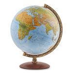 Waypoint Geographic Lugano 12" Globe with Metal Numbered Meridian and Wood Base for Home & Office (Physical Ocean) World, Blue, 2.5 Lb