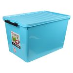 BUCKLE UP Plastic Multipurpose Storage Box With Lid - 60 Litres Storage Box (Blue)