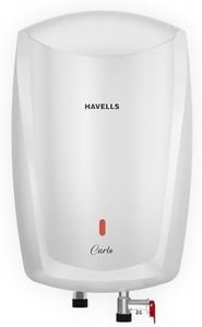 Havells Carlo 5 Litre Instant Water Heater | Color Changing LED Indicator, Rust and shock proof, ISI Certified | Fire retardant power cord; Warranty: 5 Yr on inner tank & 2 Yr comprehensive | (White)