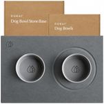 Dorai Home Ceramic Dog Bowls + Stone Drying Mat - Dog Food and Water Bowl Set with Non-Slip Base that Absorbs Spills and Drips - Made with Diatomaceous Earth for Quick Drying - 23.6" x 15.4" - Slate