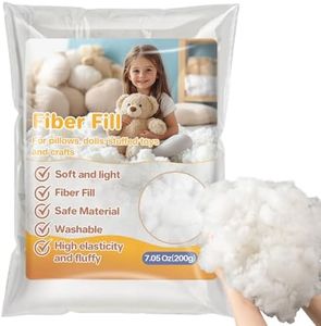 RAINFLOW Polyester Premium Fiber Fill-200g/7.05oz Polyester Fiber Fill,Stuffing for Pillow,Small Dolls,Cushion,Craft and Stuffed Animals,pp Cotton Stuffing for DIY Craft,Recyclable