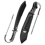 Cat 980691ECT Black Machete 21 Shoulder Strap Sheath, Inch, Stainless Steel Blade Knife, Cut Brush Clearing, Hiking, Camping, Gardening 980619ECT