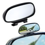 LivTee Blind Spot Mirror, HD Glass Frameless Convex Rear View Mirrors Exterior Accessories with Wide Angle Adjustable Stick for Car SUV and Trucks, Black