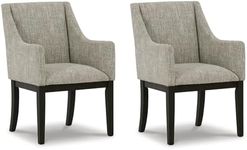 Signature Design by Ashley Burkhaus Traditional Dining Upholstered Arm Chair, 2 Count, Gray & Dark Brown