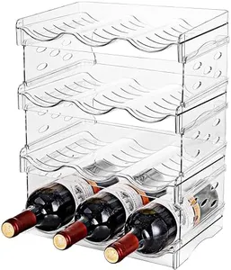 Baosia Stackable Wine Rack,Wine Bottle Holder for Inside Cabinet,for Pantry,Refrigerator,Countertop Organization-4 Tiers for 12 Bottles