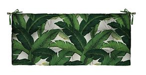 RSH Décor Decorative Indoor Outdoor 44"W x 18"D Tufted Bench Cushion Pad with Ties ~ Choose Color~Great for Porch Swing, Patio, Deck & Home Décor Made with Swaying Palm Aloe Green Tropical Palm Leaf