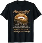 Aquarius Girl Birthday Gifts Funny Leopard Sexy Lip T-Shirt