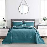 HZ & HY Oversized King Bedspread 128x120 Extra Wide, Ultrasonic, Lightweight, Reversible, 5 Pieces, 100% Microfiber, Lagoon
