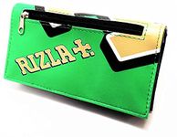 Premier Life RIZLA Leather Tobacco Pouch Box Wallet Large 3 Compartments for Regular Size Rolling Papers and Slim Filter Tips Magnetic Close Zip - Green