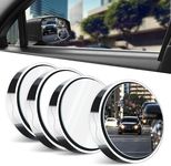 Suction Cup Car Convex Blind Spot Mirror - 360° Wide Angle HD Glass Silver Side Rearview Mirror for Cars SUVs Trucks - Universal Automotive Accessories (4pcs)