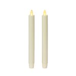 Luminara Set of 2 Moving Flame LED Taper (1x9.75), Flameless Candle, Melted Edge, Smooth Wax, Unscented (White)