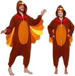 Silver Lilly One Piece Turkey Costume - Unisex Adult Plush Cosplay Animal Pajamas (Brown, Large)