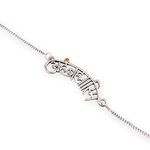 VOYLLA Brass Oxidised Silver Aham Brahmasmi Inscription Traditional Style Chain Bracelet for Women and Girls