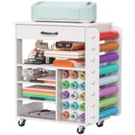 Lifewit Rolling Craft Cart with Pull-Out Tray and Drawer, Organizers and Storage Compatible with Cricut Machines, Craft Cutting Machine Stand with 23 Vinyl Roll Holders for Craft Room Home Office