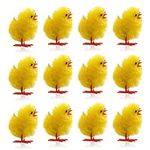 AKH® Chenille Yellow Chicks | 12 Pcs Easter Chicks | 4cm - Hight Mini Easter Chicks | Baby chicks For Easter Bonnet Hat Decoration| Mini Easter Bird Craft Accessories For Easter Hunt Activities