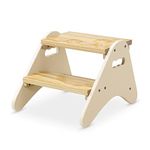 B. Spaces by Battat B. Spaces – Step Stool for Kids – Ivory & Wood Stepping Stool for The Bedroom, Bathroom, Kitchen – Furniture for Toddlers – Peek-A-Boost – 2 Years + (BX2031C1Z)