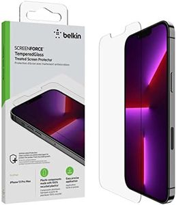Belkin SCREENFORCE Iphone 14plus/ 13 pro max TemperedGlass Antimicrobial-Treated Screen Protector, Transparent
