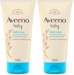 Aveeno Baby Daily Care Moisturising Lotion (2x 150ml), Soothing Baby Cream to Provide 24-Hour Hydration Suitable for Newborns and Infants, Gentle Lotion for Dry, Sensitive Skin Prone to Eczema