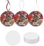 WANZELONYO Sublimation Ceramic Ornaments Blank 10 PCS 3 Inch Christmas Round Personalized Ornament Bulk