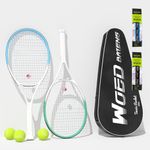 WOED BATENS Adult 2 Player Tennis Racket, 27' Speed Racquet, Includes Balls, Overgrips, Bag, Vibration Damper, Cover
