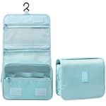 Hanging Travel Toiletry Bag, Veyarien Folding Waterproof Makeup Cosmetic Toiletries Bags Organizer for Women Ladies Girls (Light Blue)