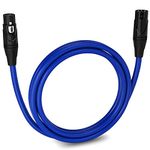 LyxPro 6 Feet XLR Microphone Cable Balanced Male to Female 3 Pin Mic Cord for Powered Speakers Audio Interface Professional Pro Audio Performance and Recording Devices - Blue