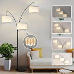 Lambaolom Dimmable Floor Lamp, 80" 3 Lights Arc Floor Lamps for Living Room, Modern Tall Standing Lamp, Adjustable 3-Way Switch Reading Lamp, Tree Floor Lamp for Bedroom Office, 3 LED Bulbs Included