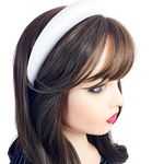 Firecolor Chic Fashion White Padded Headband Velvet Headbands Puffy Sponge Thick Hairbands Vintage Wide Hair bands for Women girls accessories (White)