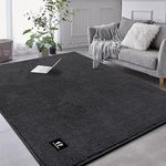 RTBQJ-AT Rugs Living Room 120x160 cm Bedroom Rug, Microfiber Fluffy Carpet Area Rugs, Non Slip Washable Dark Grey Rug, Modern Solid Color Design Low Pile Rug