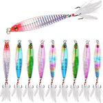 Lead Fishing Spoons Metal Long Casting Jigging Lure Crankbait Spinning Fishing Jigs with Treble Hooks Feather for Saltwater Fishing 10PCS 0.49oz~1.41oz