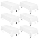 LYAFS 6 Pack White Tablecloth for Rectangle Tables,60 x 102 Inch Polyester Table Covers for 6 Foot Rectangle Tables,Stain Resistant Washable Fabric Table Cloth for Wedding Dining Table Buffet Parties