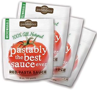 Pastabilities Pastably the Best Sauce Ever - Carefully Sourced Classic Red Tomato Pasta & Spaghetti Sauce - Tomatoes and Ingredients, Microwavable Pouch of Red Sauce (4 Pack, 18 Oz)