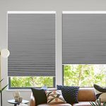 100% Blackout Cordless Cellular Shades-Total Privacy Honeycomb Blinds, Pleated Fabric Blinds for Windows, UV and Noise Insulation, Safe Push-Pull [Grey-Blackout, Size 33" W x 72" H] Customized Size