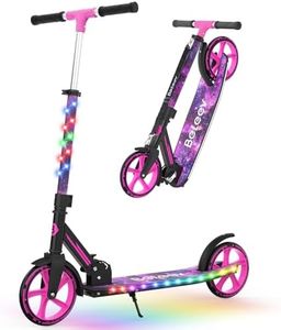 BELEEV V9 Scooters for Kids Ages 6+ with Light-Up Stem & Deck, 2 Wheel Scooter for Adults Teens, Big Wheel Scooter for Boys and Girls, 4 Adjustable Height, Max Load 220 lbs(Galaxy Purple)