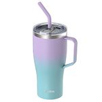 Zukro 32 oz Tumbler with Handle and Straw| Insulated Stainless Steel Cup Keeps Drinks Cold 24 Hours and Hot 8 Hours| No Sweat Travel Mug Fit in Cupholder| Dishwasher Safe| Cotton Candy