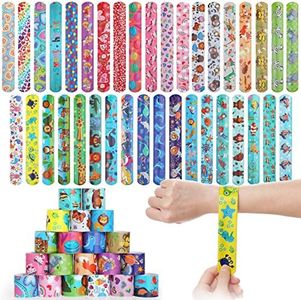 37 PCs Slap Bracelets, GeeRic Slap Wristbands with Animals Heart Slap Wrist Bands for Kids Teens Boys Girls Adults Play Bracelet for Kids' Party Favors