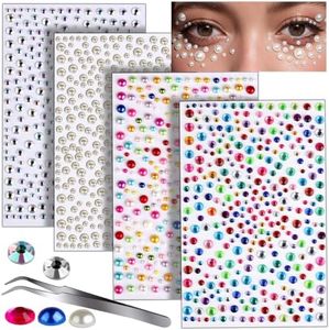 Teenitor Face Gems Hair Pearls Face Rhinestones for Makeup Festival Face Jewels Hair Jewels, 1300PCS Self-Adhesive Rhinestones and Gems for Face, Hair, Body, Eye