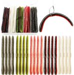 Dovesun 50Pcs Wacky Worm for Bass Fishing Soft Plastic Baits Fishing Lures Bass Trout Fishing Worms Kit